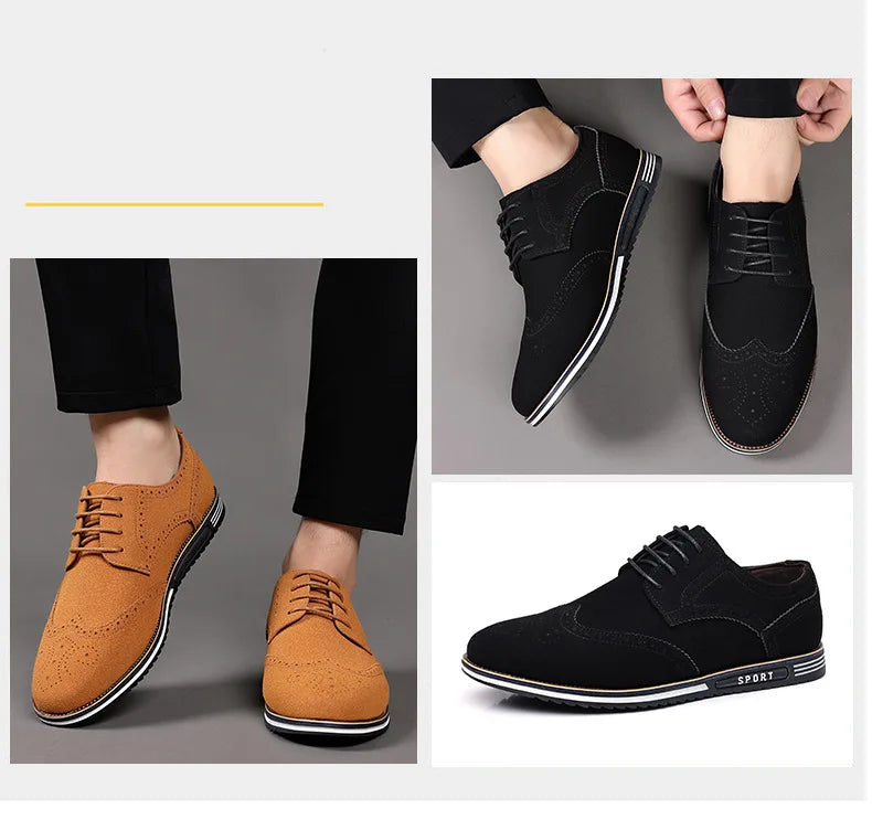 Men shoes Faux Suede Shoe Lace Up Black Oxford Shoe for Men Flat New Fashion Sneaker Man Autumn Breathable Comfortable Casual Men Shoe