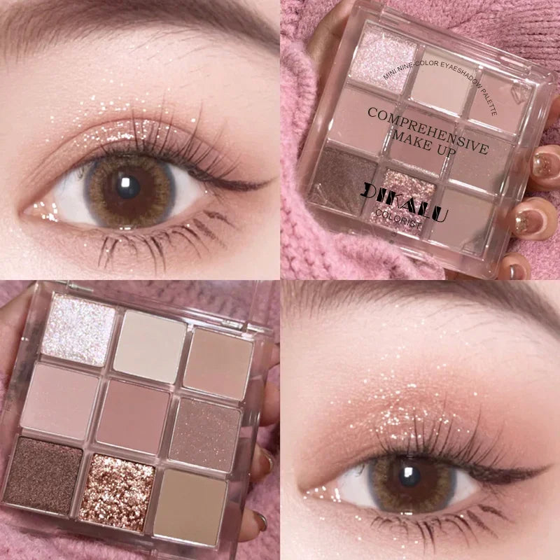 Makeup and face - 9-Color Eyeshadow Palette – Matte, Shimmer & Metallic Finishes