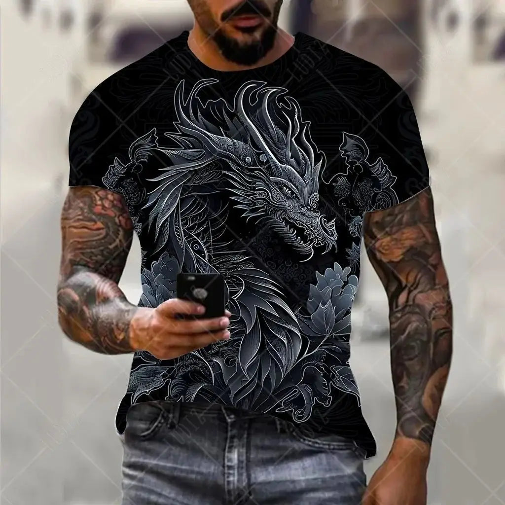 Men clothing Dragon Pattern Men's T-shirt