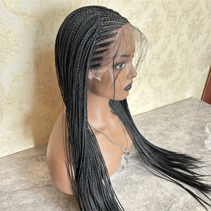 Crown & Glory Wigs New Synthetic Lace Frontal Wigs Box Braided Wigs Cornrow Braid Wig for Black Women Knotless Braids Party Wig Baby Hair Daily Use