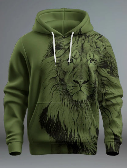 Men clothing  Graphic Lion Men's Fashion 3D Print Hoodie Streetwear Hoodies Long Sleeve