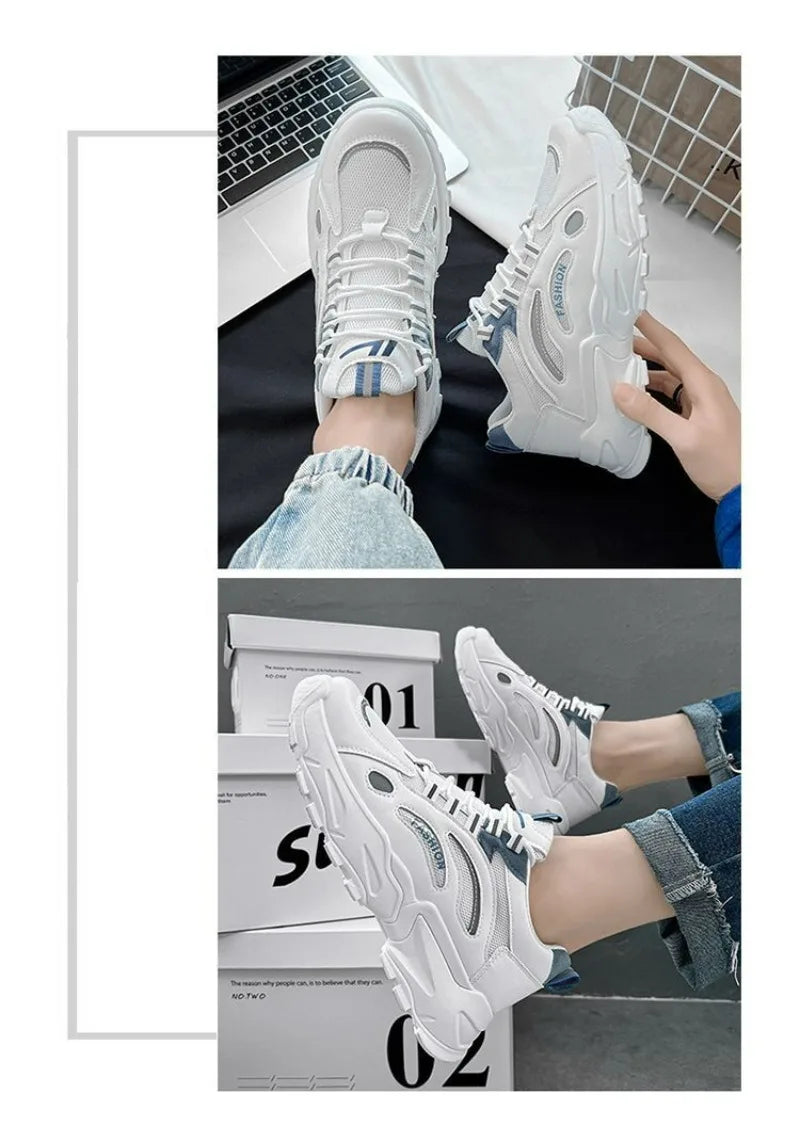 Men shoes Casual Sports Shoes for Men Comfortable Fashion   Four Seasons Shoes Men's Sneakers White Platform Lace-up Trainers