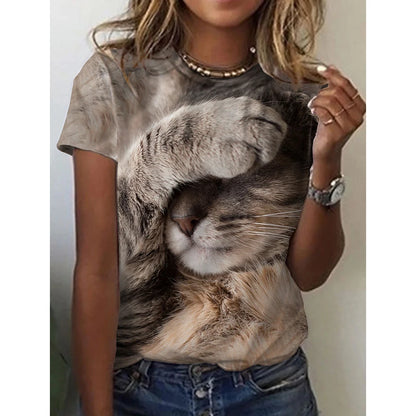 Woman clothing   3d Dogs Cat Print T Shirt Fashion Womens Tees Tops