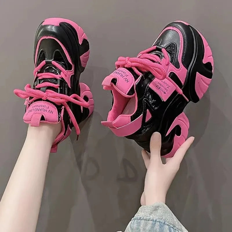 Woman shoes  High Platform Sneakers Women 2023 Thick Sole Sports Ladies Trainers Vulcanized Shoes Woman Chunky Sneakers Zapatillas Mujer 10CM