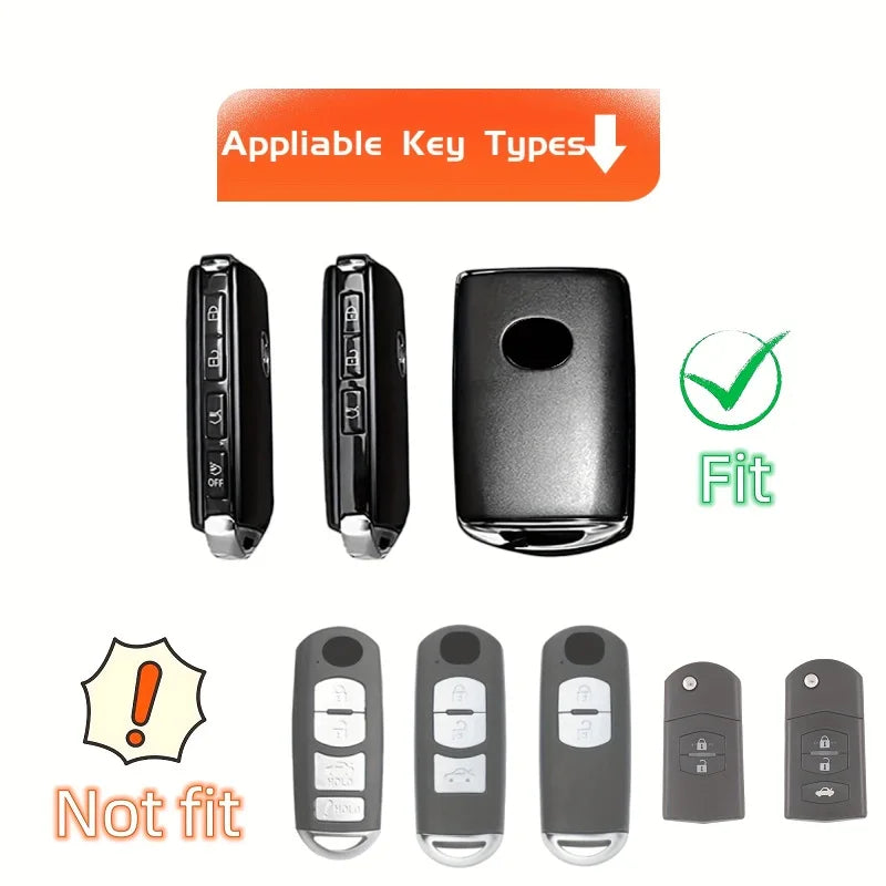 Car    Key Case Cover with Keychain For 2023 2022 2021 2020 2019 Mazda 3 6 CX-30 CX-5 CX-9 CX-50 Keyless Entry Remote Control