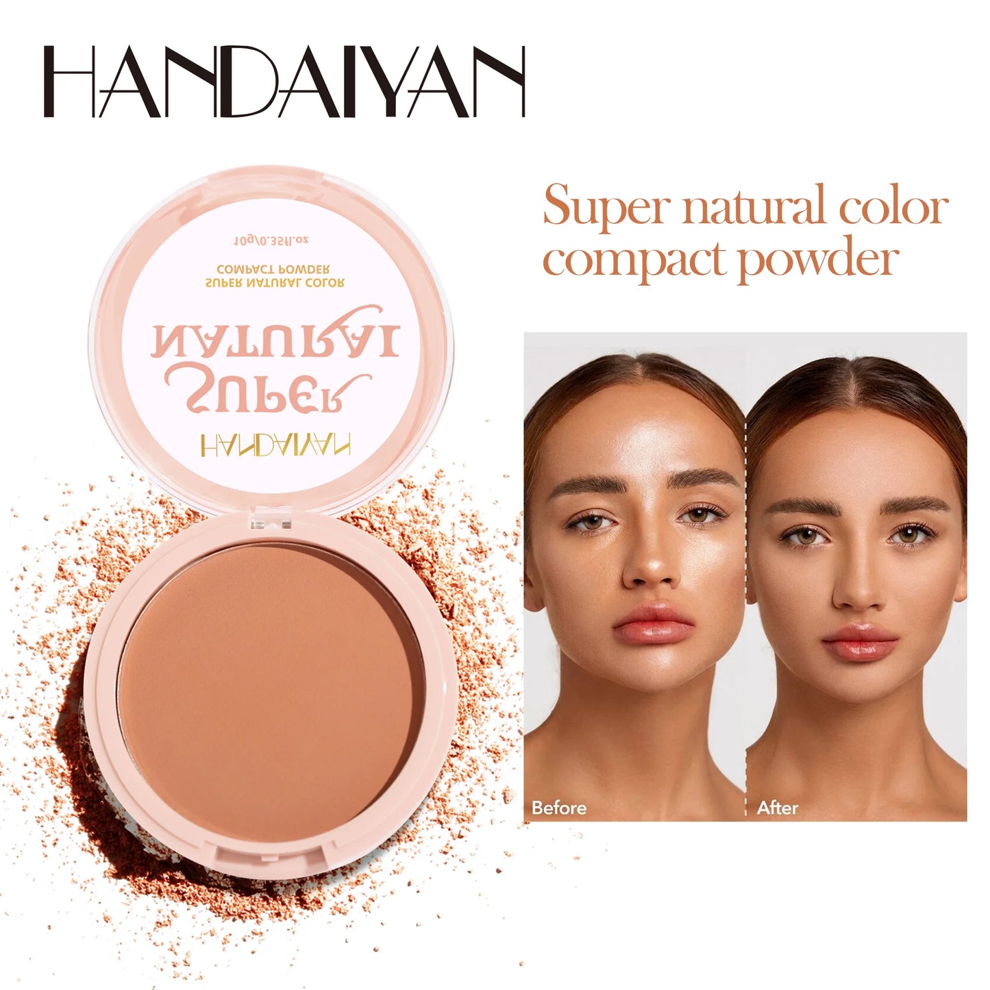 Makeup and face HANDAIYAN Light Soft Setting Pressed Powder Natural Waterproof Long-lasting Full Cover Makeup Cosmetics for Different Skin Color