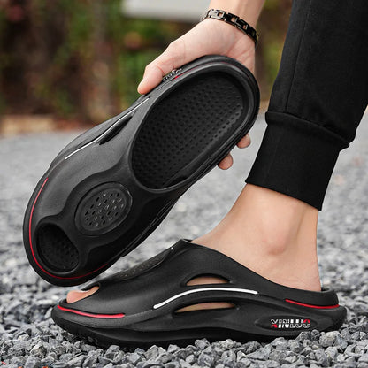 Men shoes Comwarm Men Clogs Slippers Mens Flat Sandals Summer Holes Garden Shoes   Beach Sandals EVA Thick Sole Home Slides Fashion