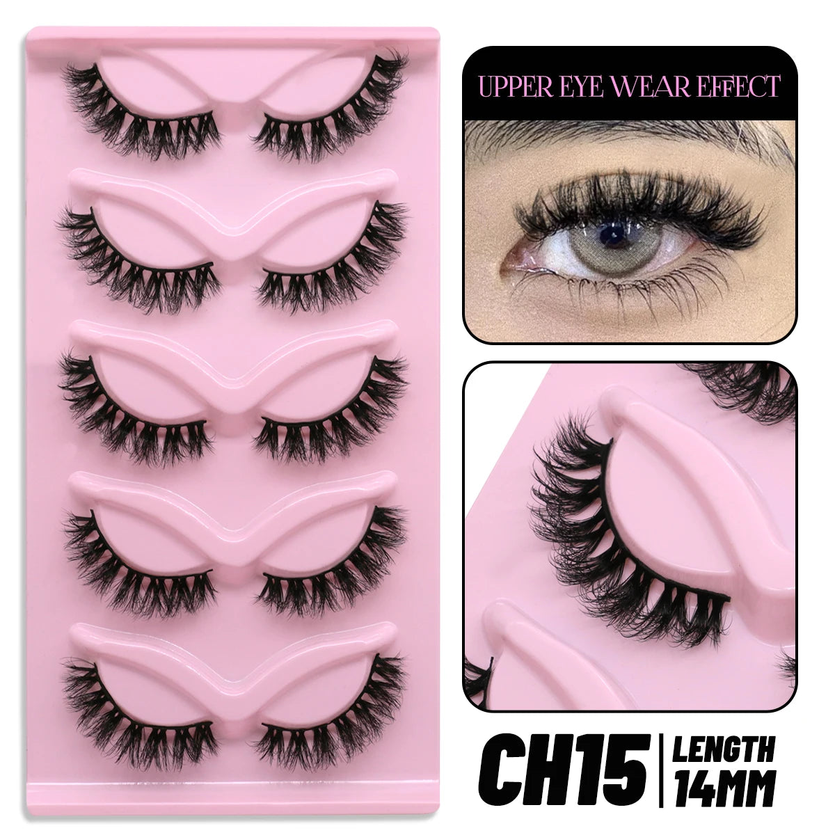 Makeup and face GROINNEYA Cat Eye Lashes Faux Mink Eyelashes Natural long Winged End Eye Elongated Eyelashes Faux Cils Eyelashes Extension