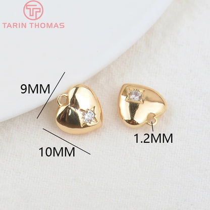 Jewellery   (203)4PCS 10x15MM 24K Gold Color Plated Brass with Zircon Star Charms Pendants High Quality Jewelry Findings Earrings Accessorie