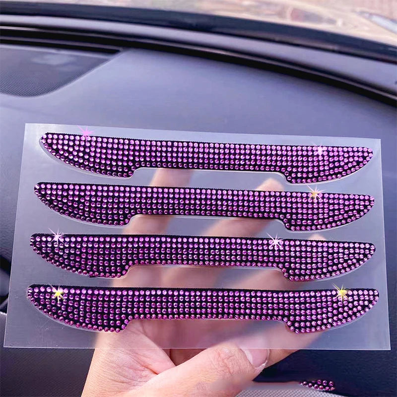 Car   4 PCS Car Door Inlaid Diamond Side Edge Protector Bumper Rear View Mirror Anti-Collision Strip Scratch Sticker Styling Moulding