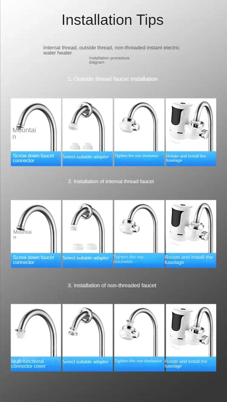 Kitchen  Kitchen Appliance Instant Tankless Electric Water Faucet Kitchen Instant Heating Tap Water Heating Instantaneous Water Heater