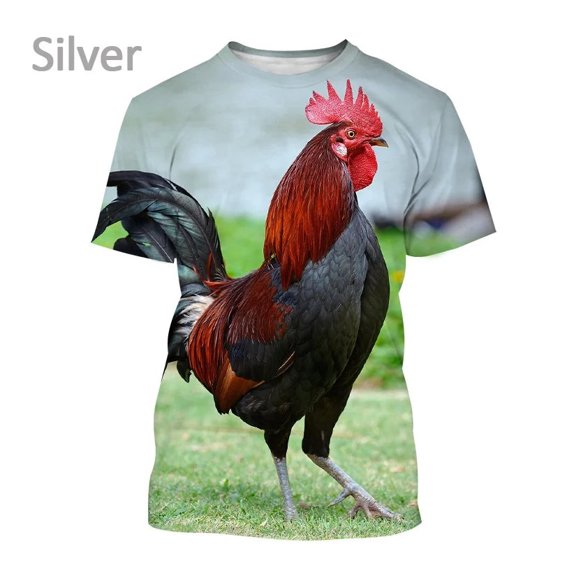 Men clothing Newly Sold 3D Printed Men's Short Sleeve Personality Fashion Casual Animal Color Rooster Print T-shirt