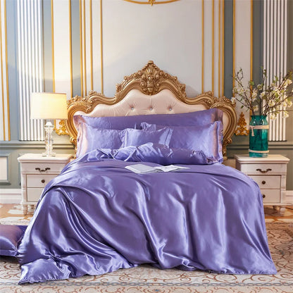 Bedroom  High End Home Emulation Silk Satin Bedding Set Luxury Single Double Duvet Cover Set High Quality King Queen Size Bedding Sets