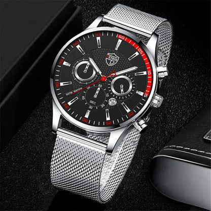 Jewellery  Mens Fashion  Watches Men Business Casual Quartz Wrist Watch Luxury Silver Stainless Steel