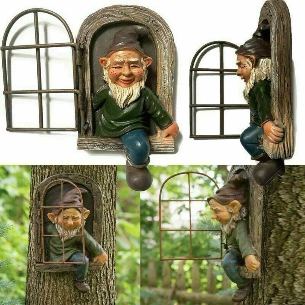 Outdoor Creative  Garden Statue Elf Go Out Tree Hug Suitable for Home Courtyard Porch Decoration Garden Decoration Outdoor Decor