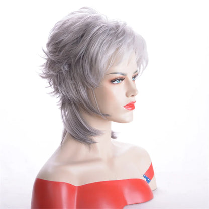 Crown & Glory Wigs Synthetic Wig European and American Women's Hair Short Wigs Puffy Chemical Fiber Fashion Head Cover with Bangs