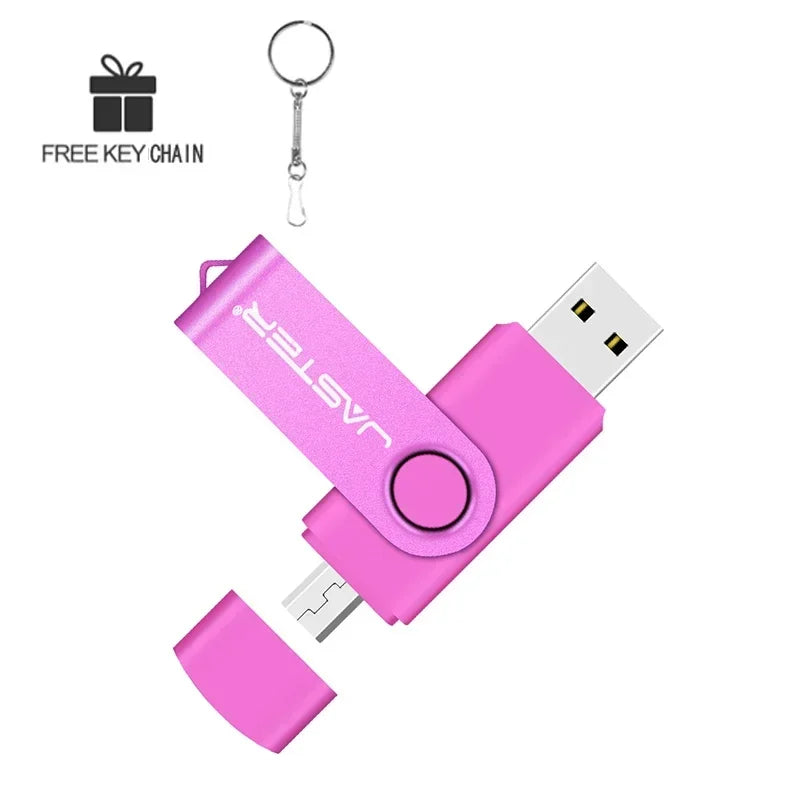 Laptop JADTER 2 IN 1 USB Flash Drive 128GB Key Chain Pen Drive 64GB Rotatable Memory Stick 32GB OTG for Phone U Disk Creative Gift 16GB