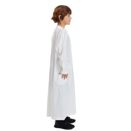 Muslim family   Teenage Ramadan Eid Muslim Robe Islamic Arab Children Long Sleeve Dress Jubba Thobe Abaya Dubai Boys Clothing Turkey Middle East