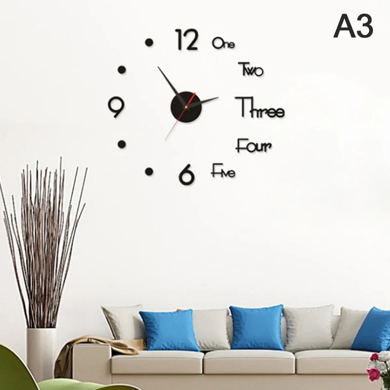 Living Room   Modern Design Creative Simple Digital Clock European Style DIY Silent Wall Clock Study Living Room Punch-Free Wall Sticker Clock