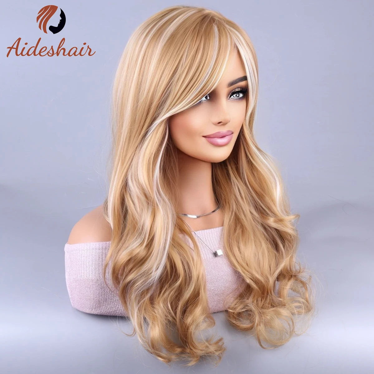 Crown & Glory Wigs  Synthetic wig europe and the United States big wave part long bangs long curly hair pick dyed women's headgear