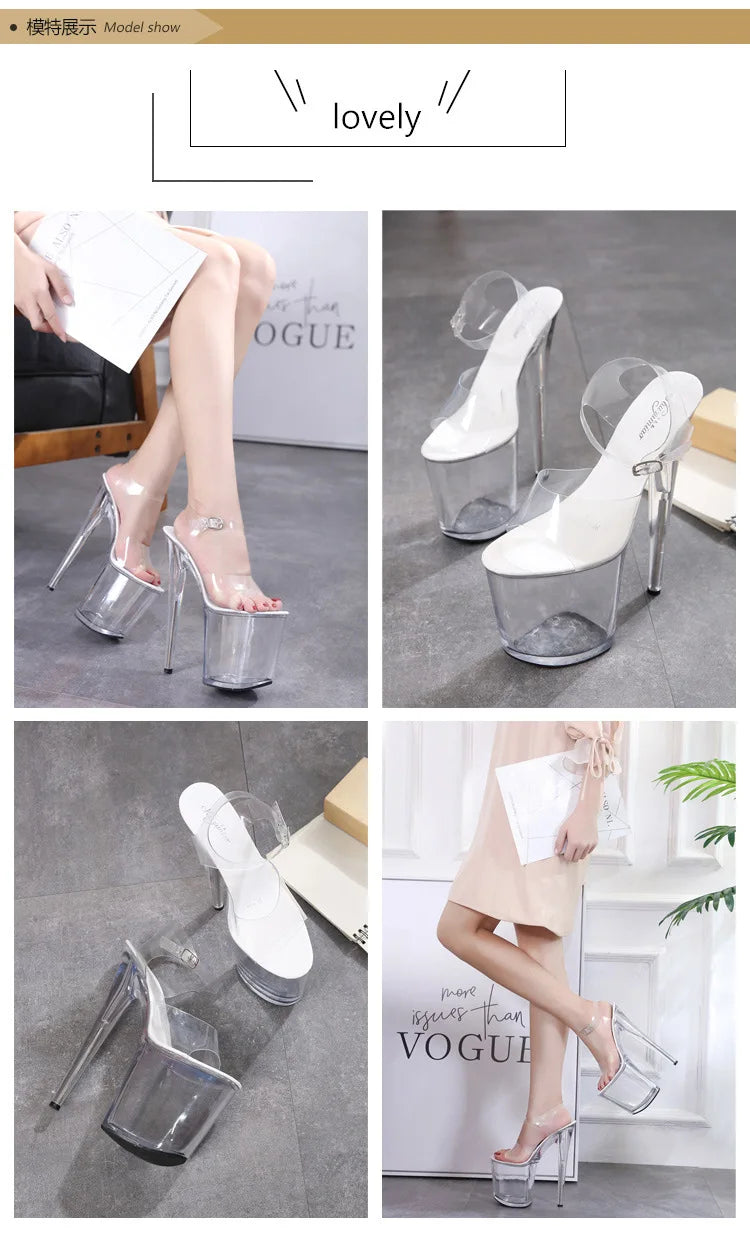 Woman shoes Summer Sandals Women 13 15 17 20cm High Heel Crystal Thin Heels Women Luxury Wedding Shoes Sexy Transparent Platform Sandals