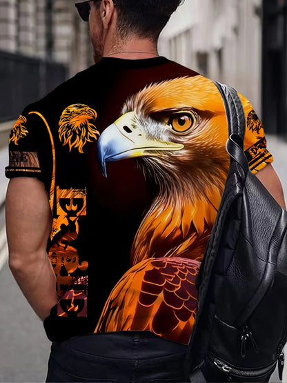 Men clothing Eagle Pattern Print Men's Short Sleep Comfy T-shirt Short sleeved Top