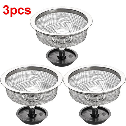 kitchen  Wholesale Kitchen Sink Strainers with Handle Stopper Sink Drain Basket Stainless Steel Mesh Filter Waste Hole Trap Strainer