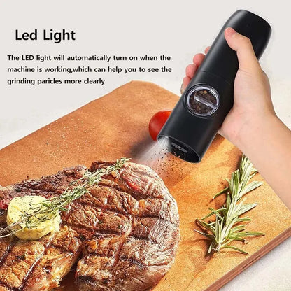 Kitchen Electric Salt and Pepper Grinder Set with Charging Base and LED Light Adjustable Coarseness Automatic Spice Herb Mill kitchen appliance