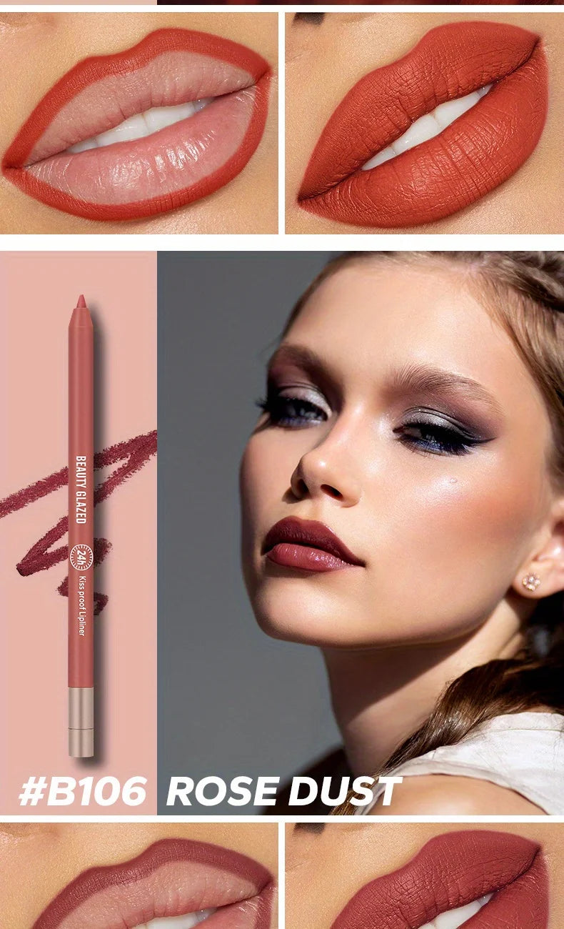 Makeup and face BEAUTY GLAZED 10 Color Lipliner High Pigment Matte Waterproof, Natural Shaping Lip Liner Lipstick Makeup