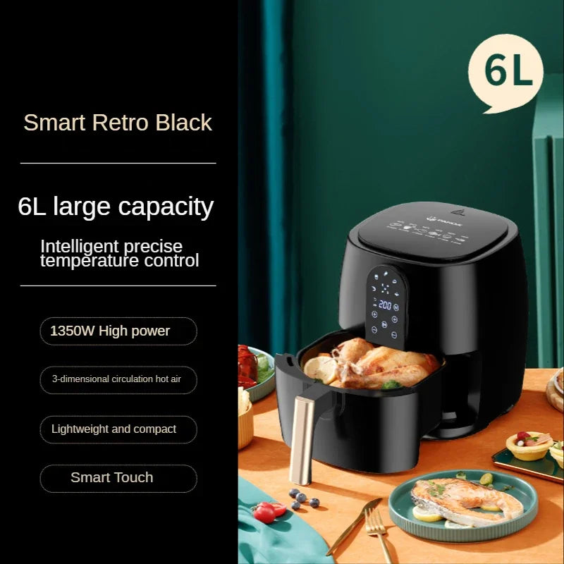 Kitchen 4.5L 6L Smart Electric Air Fryer Large Capacity Automatic Household Multi 360°Baking LED Touchscreen Deep Fryer Without Oil kitchen appliance