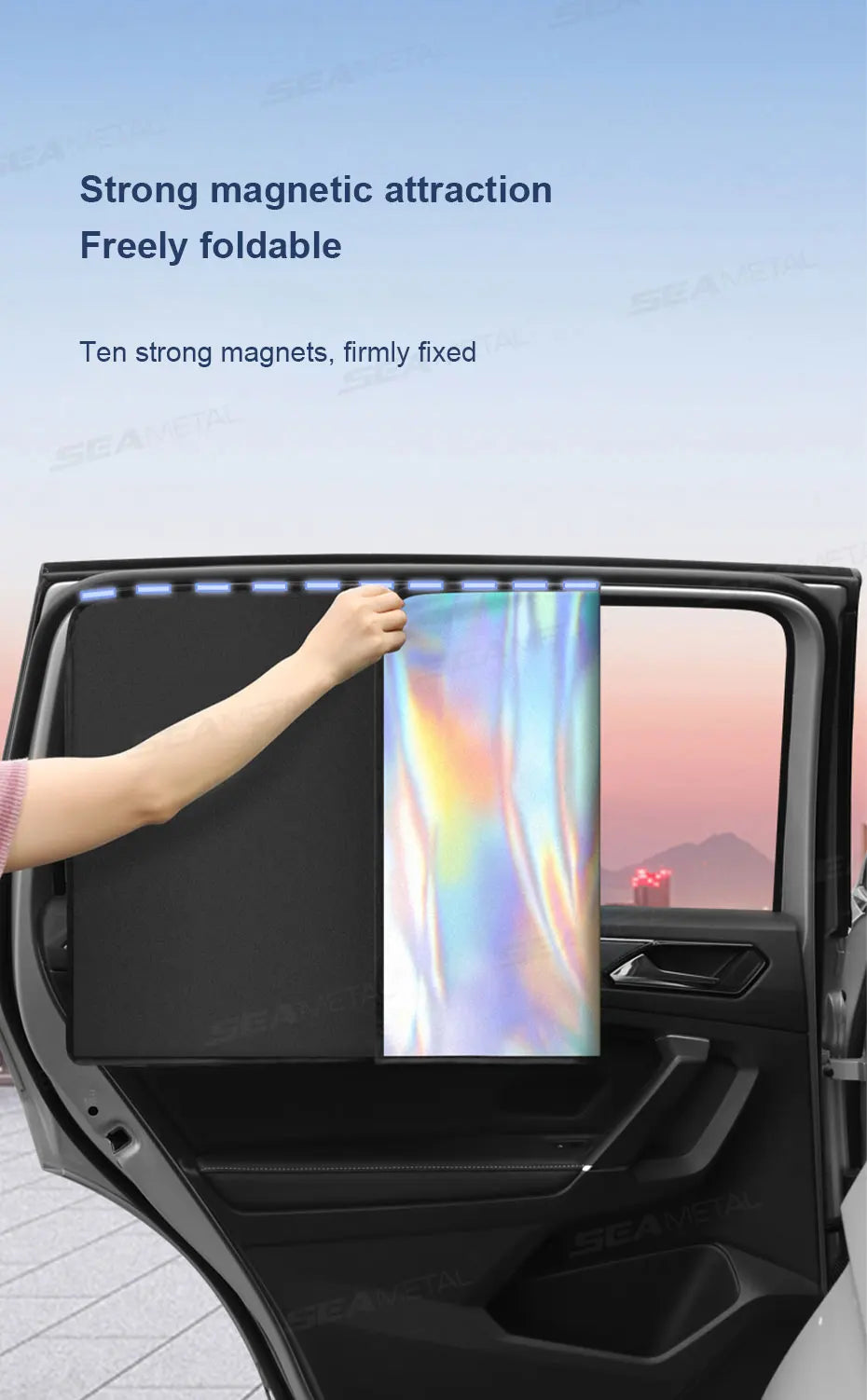 Car   SEAMETAL 2Pcs Magnetic Car Sun Shade Side Window Curtains UV Reflection Car Sun Protection Cover Anti Glare Auto Privacy Curtain