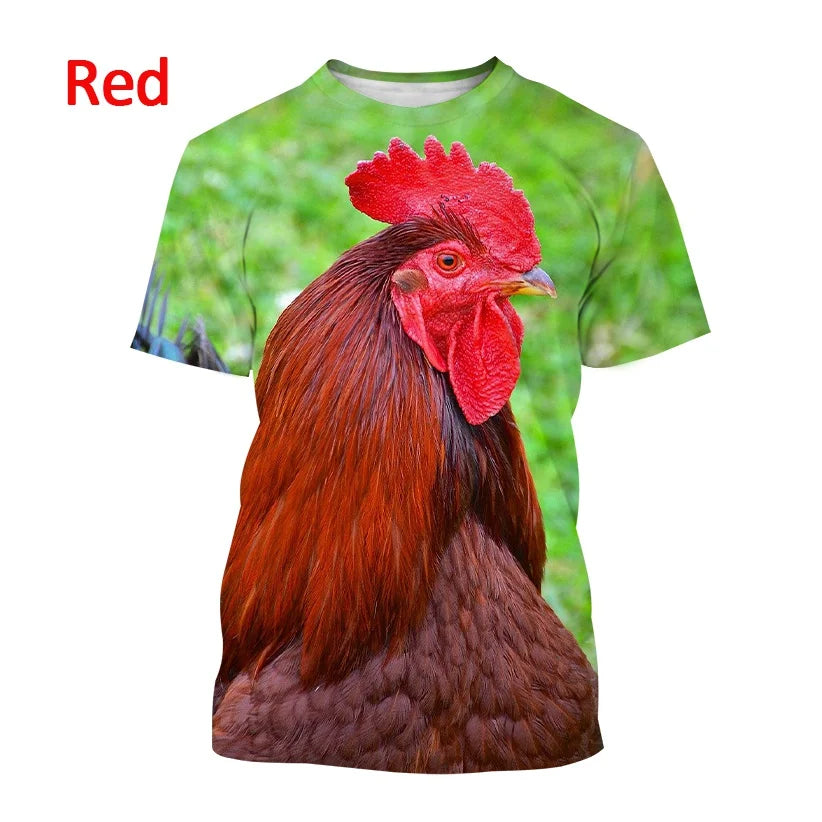 Men clothing Newly Sold 3D Printed Men's Short Sleeve Personality Fashion Casual Animal Color Rooster Print T-shirt