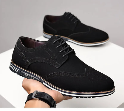 Men shoes Faux Suede Shoe Lace Up Black Oxford Shoe for Men Flat New Fashion Sneaker Man Autumn Breathable Comfortable Casual Men Shoe