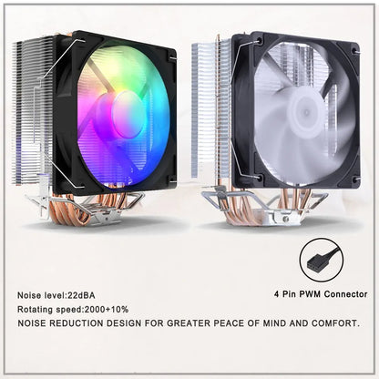 Laptop IWONGOU CPU Cooler Am4 4pin RGB 120mm Cooling Cpu Fan 4 Heatpipes Radiator Computer Cooler for Inetl Lga2011/1200/1700/1155/AMD