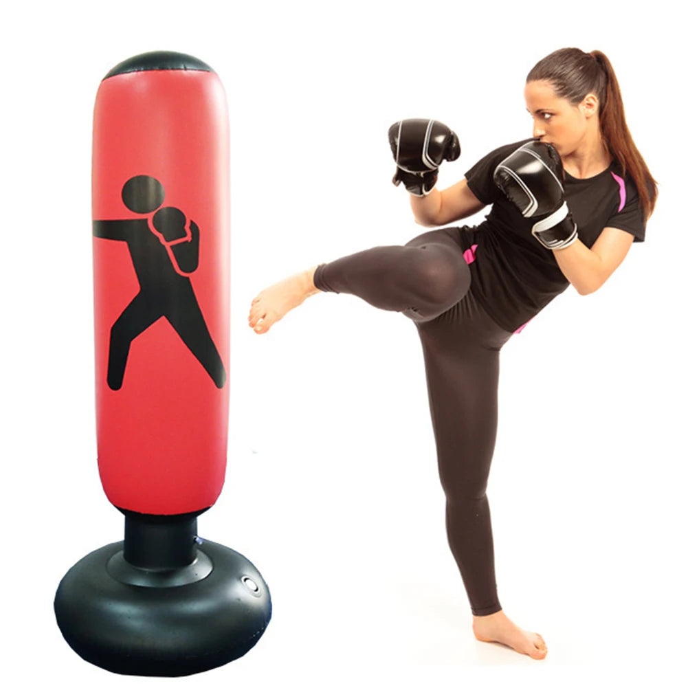 Fitness   160cm Inflatable Punching Bag Adults Kids PVC Boxing Sack Training Pressure Relief Exercise Punching Stand Fitness Equipment