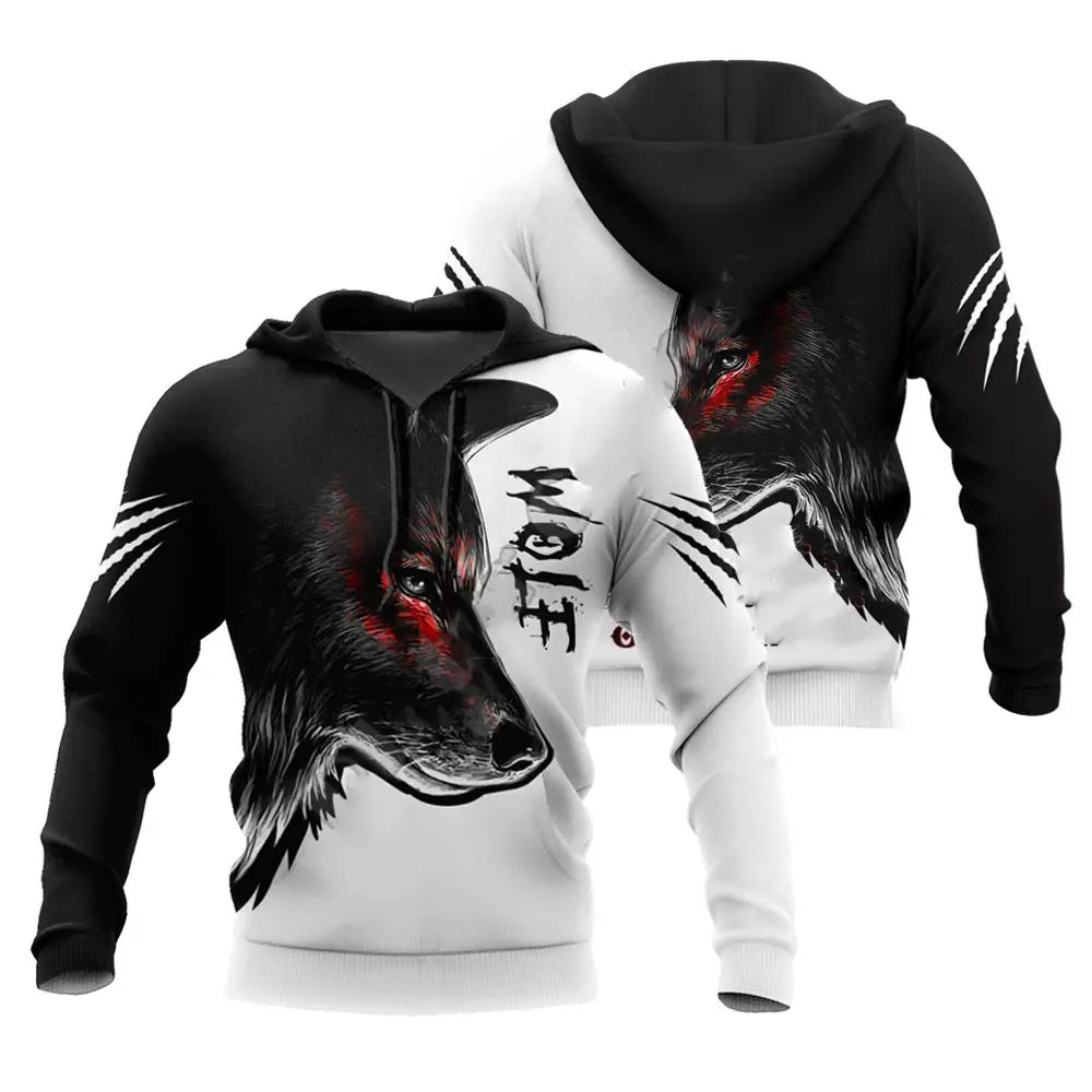 Men clothing  lion, wolf Hoodies White Tiger Sweatshirt Unisex Zip Pullover Casual Jacket