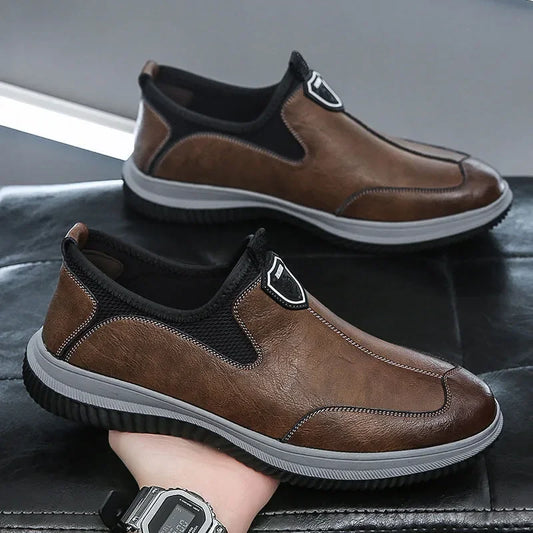 Men Shoes Leather Original Sewing Shoes New Men's Casual Leather Shoes Breathable Platform Loafers for Men 2023