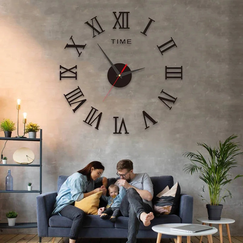 Living room Simple Modern Design Digital DIY Clock Silent Wall Clock Room Living Wall Decoration Home Decor Punch-Free Wall Sticker Clock