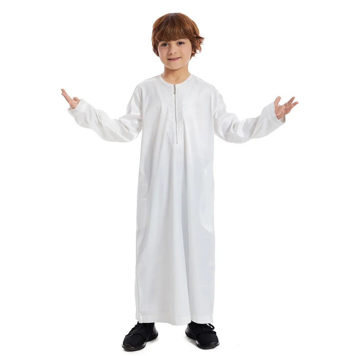 Muslim family   Teenage Ramadan Eid Muslim Robe Islamic Arab Children Long Sleeve Dress Jubba Thobe Abaya Dubai Boys Clothing Turkey Middle East