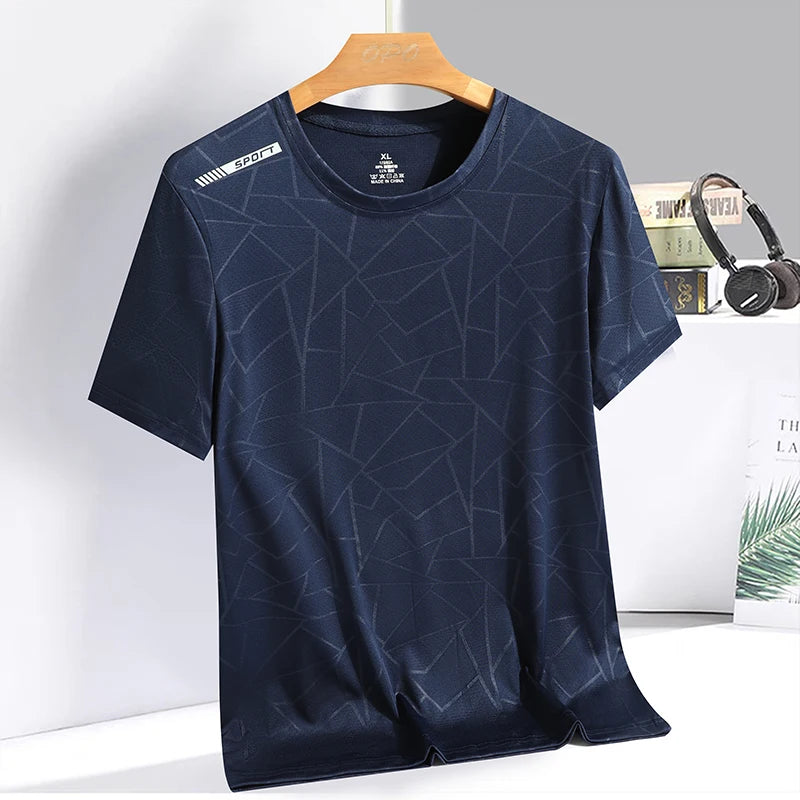 Men clothing  Ice Silk Thin Short Sleeve Quick Drying T-shirt for Men