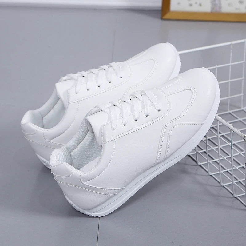 Woman shoes White leather Sneakers Sports vulcanized shoes Comfortable Spring Sneakers Casual Shoes 2024 Fashion School Tennis