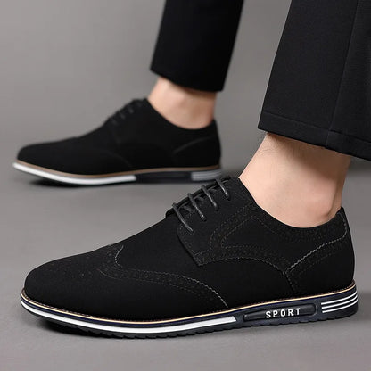 Men shoes Faux Suede Shoe Lace Up Black Oxford Shoe for Men Flat New Fashion Sneaker Man Autumn Breathable Comfortable Casual Men Shoe