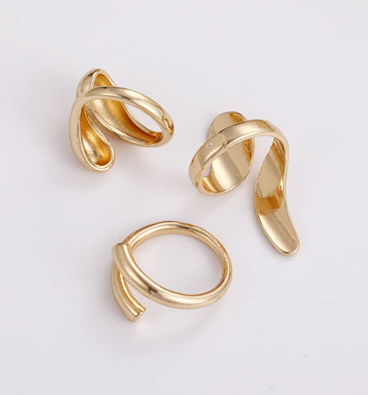 Jewellery   3 Pcs Irregular Geometric Ring Set for Women Punk Design Smooth Gold Silver Color Water Drop Adjustable Open Ring Trendy Jewelry