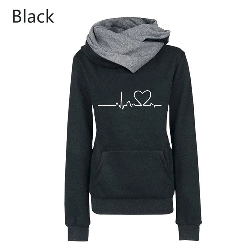 Woman clothing   Fashion Women's Hoodie Lapel High-neck Long-sleeved Hooded Sweatshirt Casual Pullover