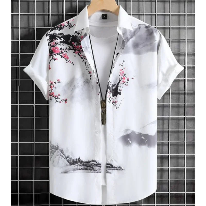 Men clothing Shirt For Men 3d Ink Painting Prints Men'S Clothing