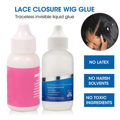 Style & Shine Hair  Lace Front Wig Glue For Wigs With Everything (Lace Tint Spray, Wig Glue, Remover, Hair Wax Stick, Melt Band With Puffs, Brush)