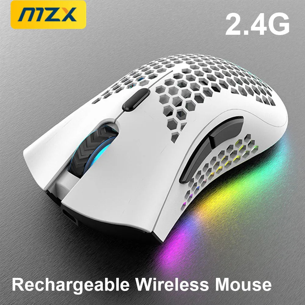 Laptop  MZX Rechargeable Wireless Mouse 2.4G RGB Light Ergonomics USB Charging Gaming Mice for Mac Desktop PC Computer Notebook Laptop