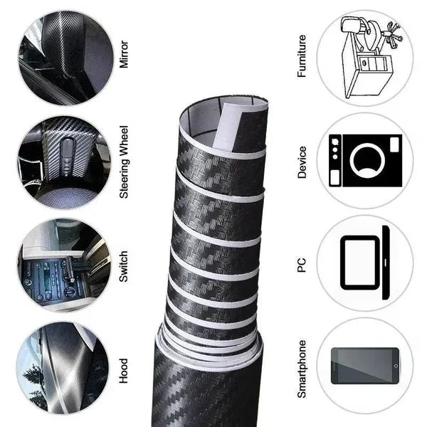 Car   30x127cm Car 3D Carbon Fiber Roll Film Stickers DIY Vinyl Film Auto Interior Styling Carbon Fiber Decorative Decals