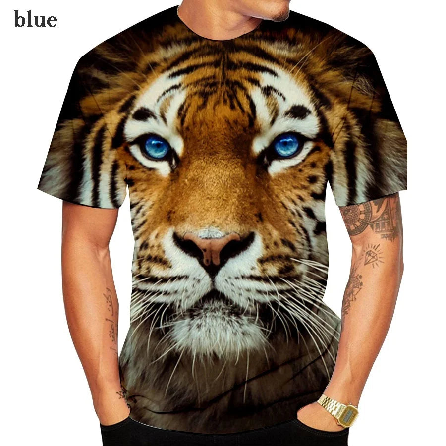 Men clothing   Tiger 3d Short Sleeve Clothes Creative Animal Digital O-neck T-Shirt