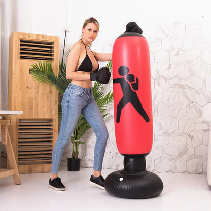 Fitness   160cm Inflatable Punching Bag Adults Kids PVC Boxing Sack Training Pressure Relief Exercise Punching Stand Fitness Equipment